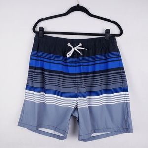 Mens Swim Trunks Shorts Striped Stretch Pockets lined Large